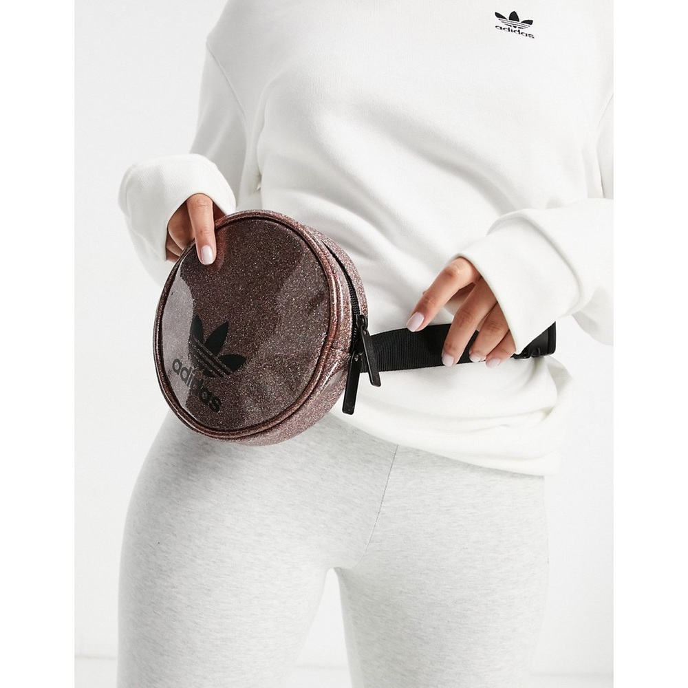 Adidas Originals Circle Fanny Pack in Pink Glitter